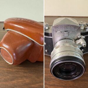 Vintage Exakta VX Vintage 35mm Camera with Brown Leather Case Carl Zeiss Lens
